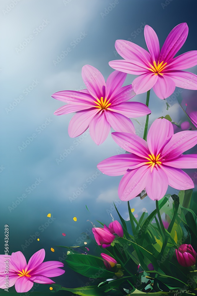pink flowers of blue sky pink flowers of blue sky
