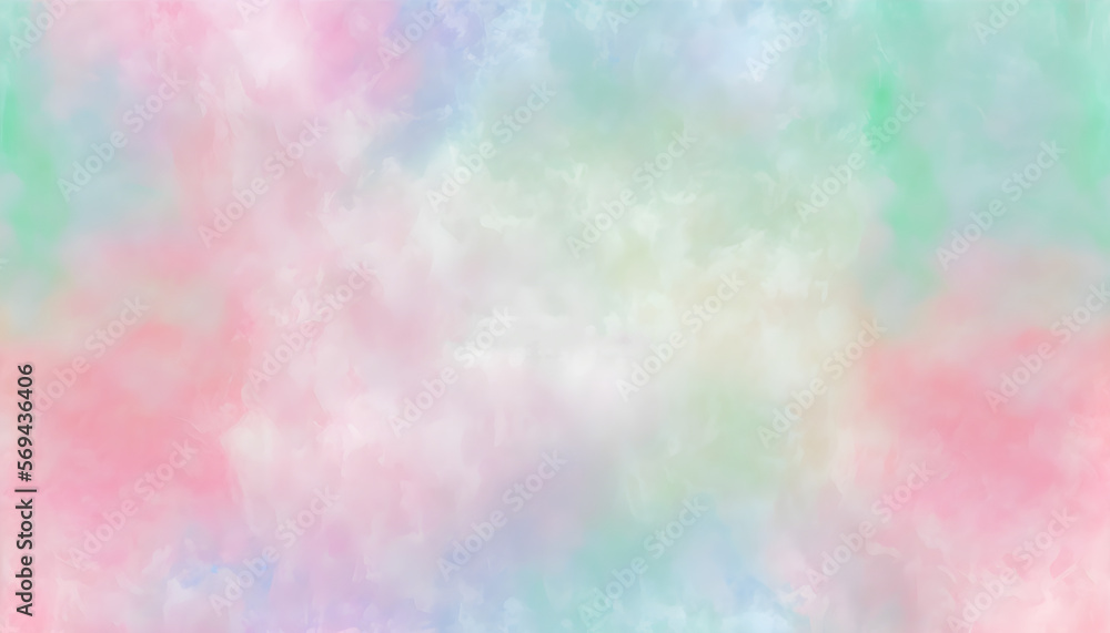 Pink Light-Green Light-Blue Abstract Watercolor Background with Sky Texture Effect