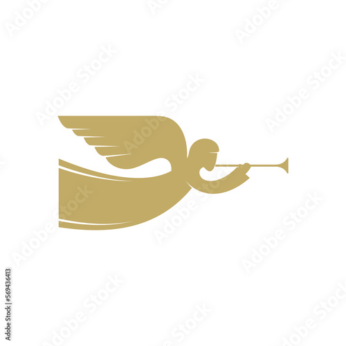 Vector illustration. The angel with the trumpet is God's herald.