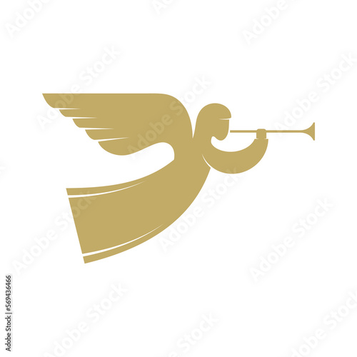 Vector illustration. The angel with the trumpet is God's herald.