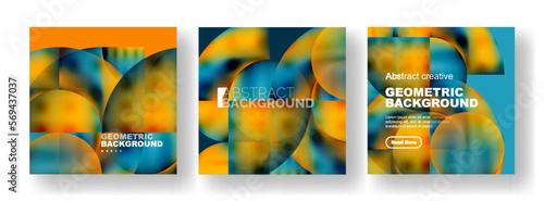 Vector set of abstract geometric posters designs. Collection of backgrounds, covers, templates, flyers, placards, brochures, banners