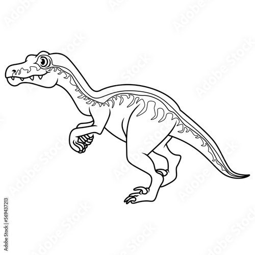 Cartoon dinosaur funny velociraptor on white background