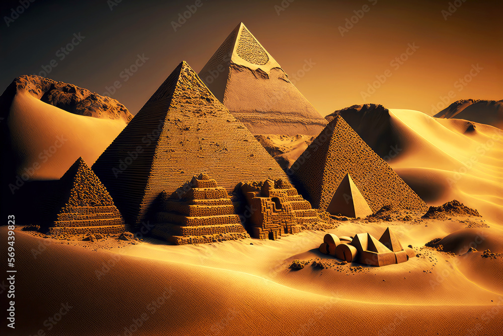 ancient historical tombs of pharaohs in form of egyptian pyramids Stock ...