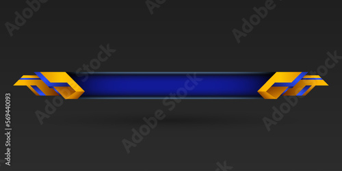 Abstract golden border blue lower third game interface screen title banner