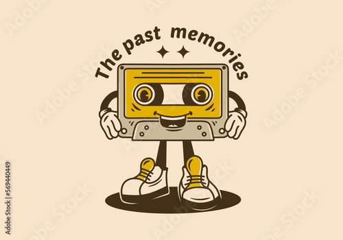 mascot character illustration of an old tape cassette