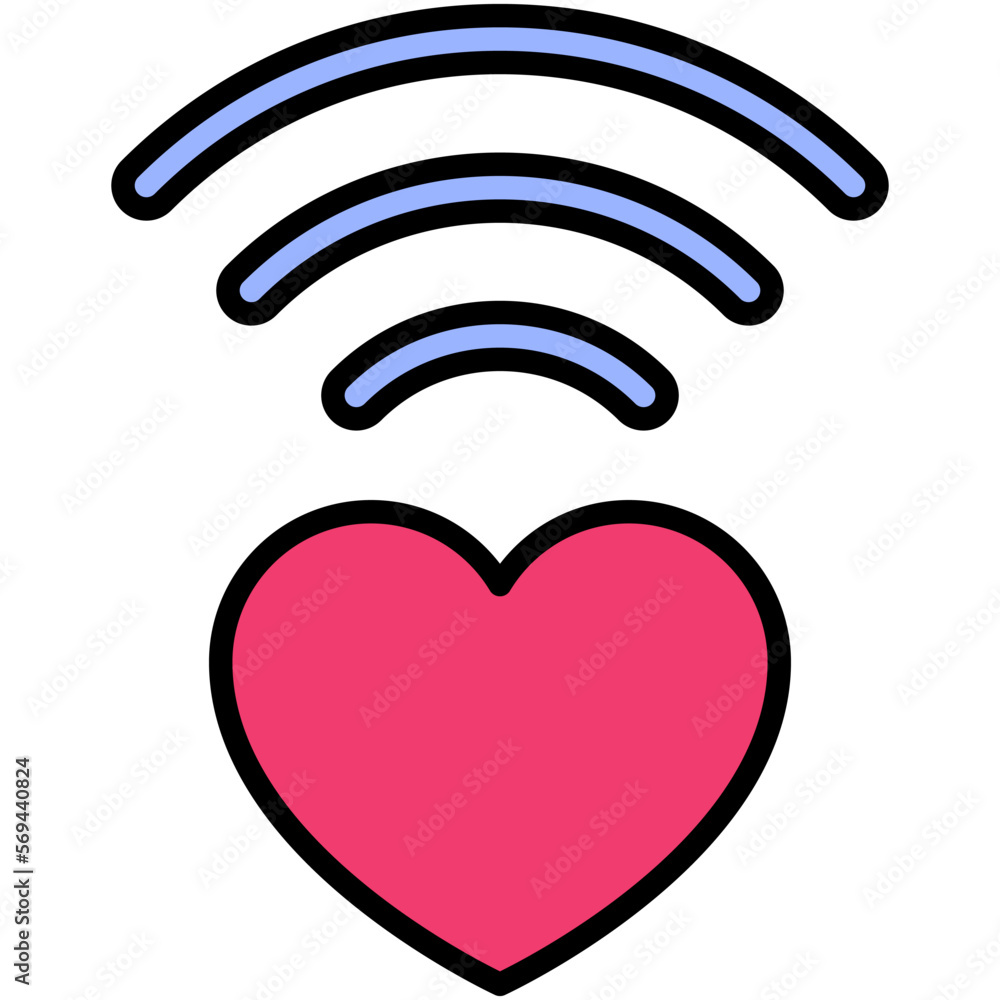 Heart with wifi signal icon, Love and heart vector Heart with wifi signal icon, Love and heart vector
