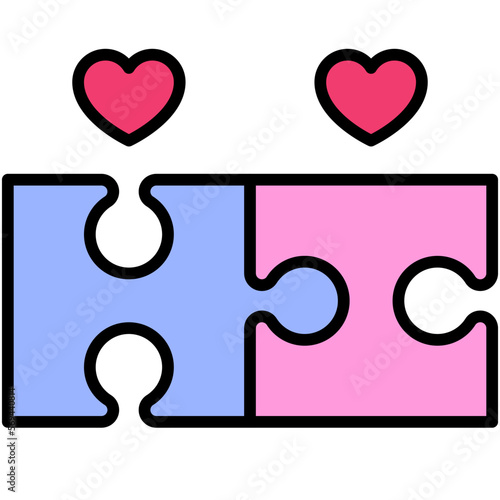 Jigzaw puzzle icon, Love and heart vector photo