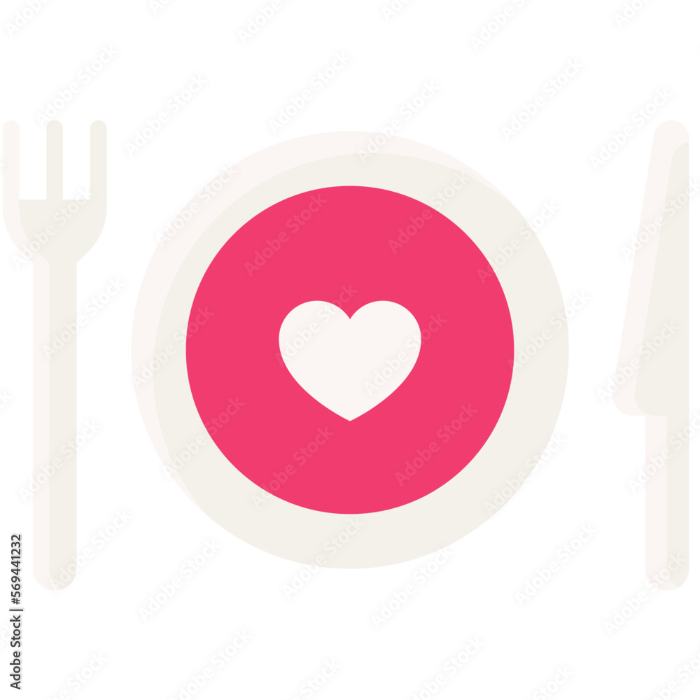 Dinner icon, Love and heart vector