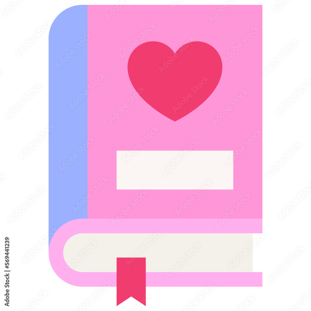 Romance book icon, Love and heart vector