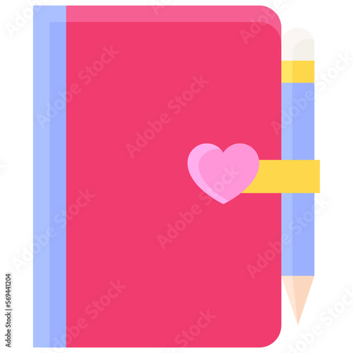 Love diary icon, Love and heart vector