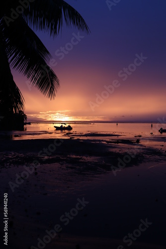 Fototapeta Naklejka Na Ścianę i Meble -  sunset on the beach french polynesia tahiti