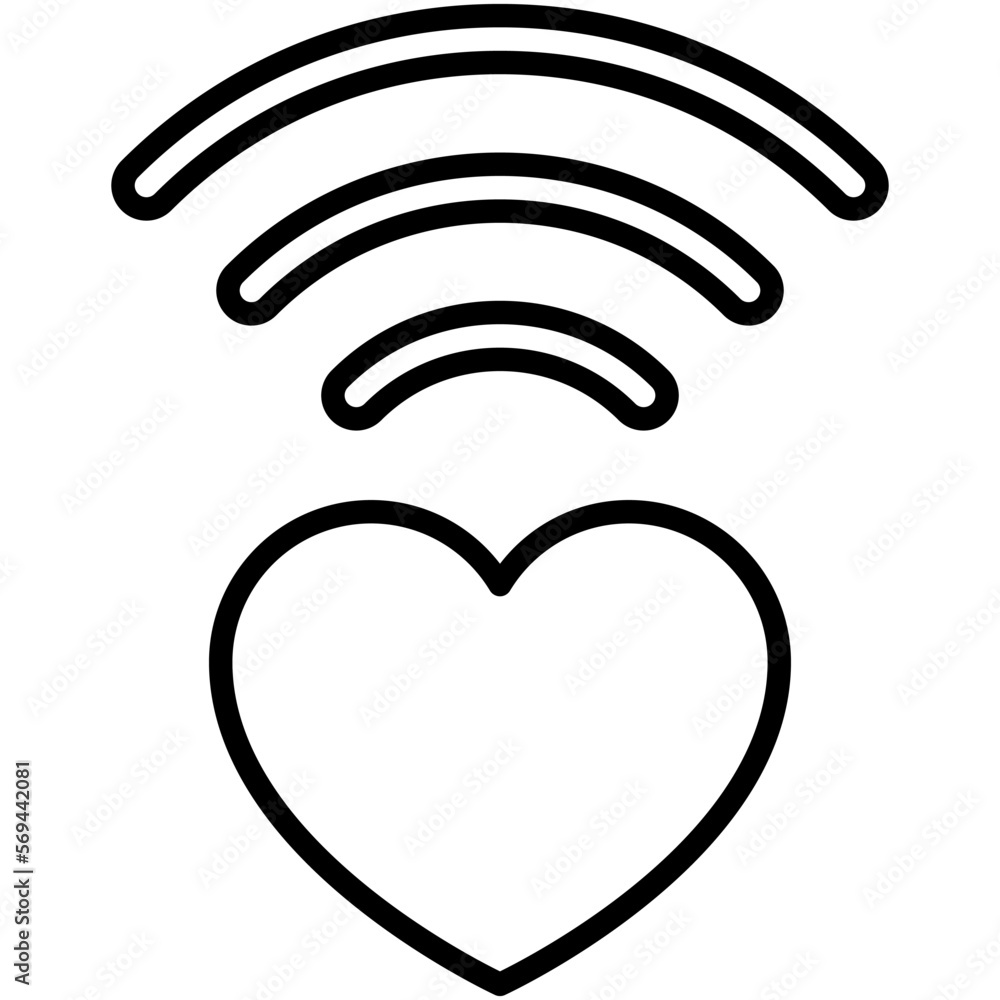 Heart with wifi signal icon, Love and heart vector Heart with wifi signal icon, Love and heart vector