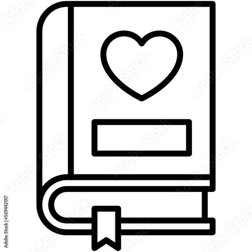 Romance book icon, Love and heart vector