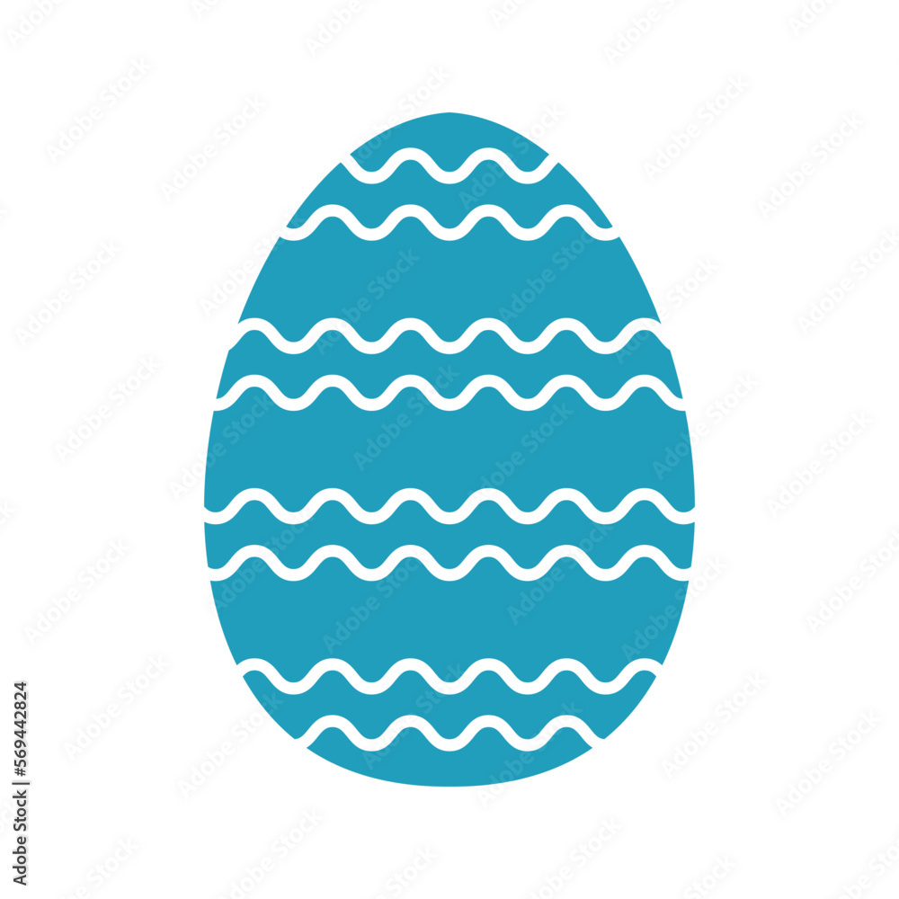 Blue easter egg with wide and narrow waves. Vector illustration Blue easter egg with wide and narrow waves. Vector illustration