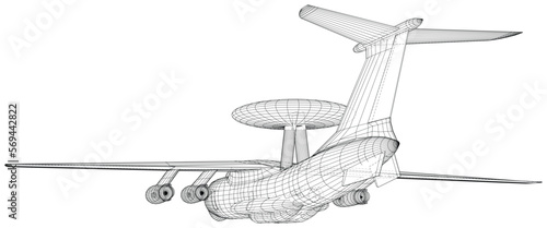 Surveillance command control and communications aircraft with rotating radar dome. AWACS, Airborne Warning and Control System