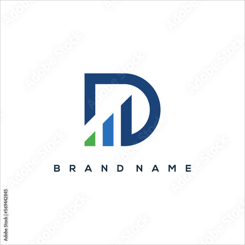 Initial letter D growth bar chart Logo Vector Template