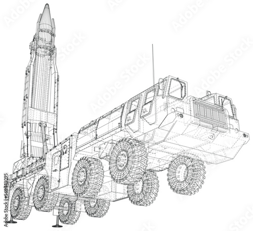 Medium Range Ballistic Missile. Incendiary, thermobaric, strategic nuclear weapon. Vector created of 3d