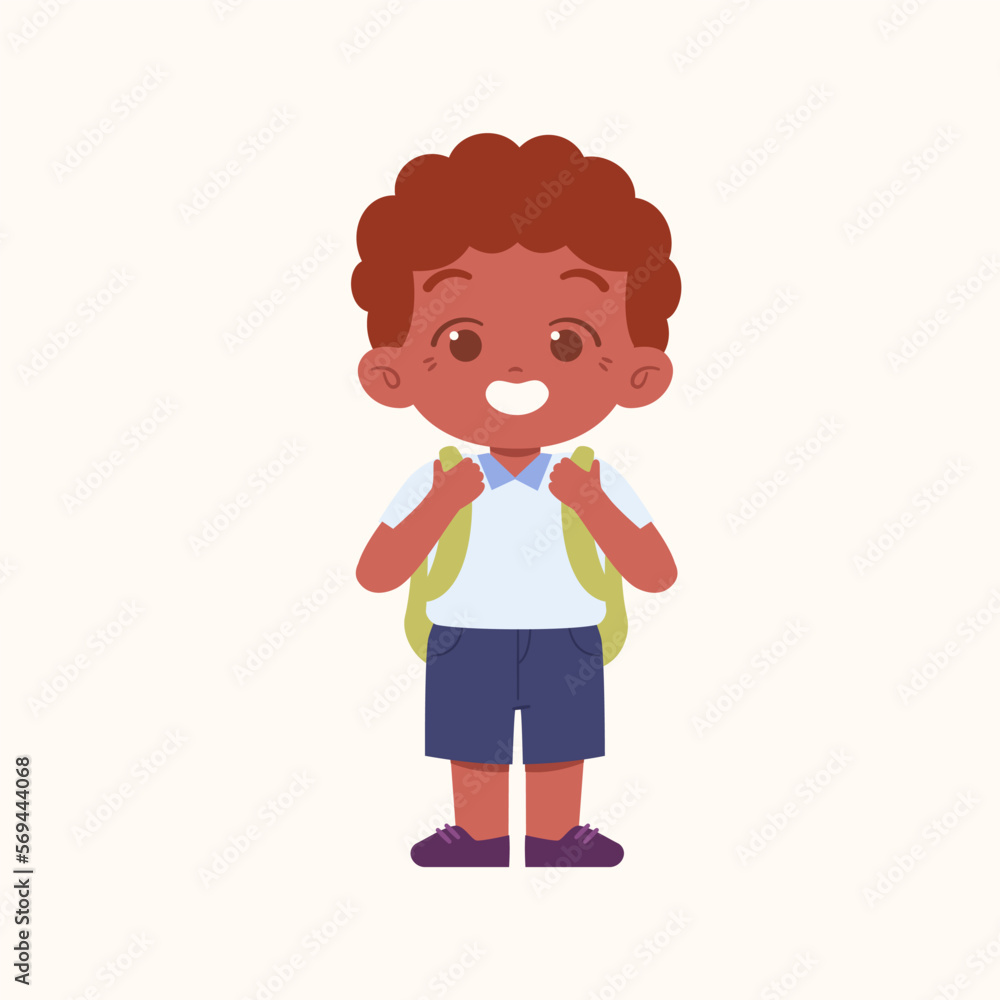 Little Boy character. Elementary School Kids Wearing Uniform Illustration