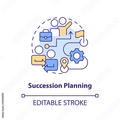 Succession planning concept icon. Existing employees development. IT staffing model abstract idea thin line illustration. Isolated outline drawing. Editable stroke. Arial, Myriad Pro-Bold fonts used