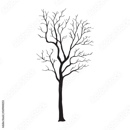 silhouette of a tree isolated. Isolated Dead tree on the white background. Dead tree silhouettes. Vector EPS 10