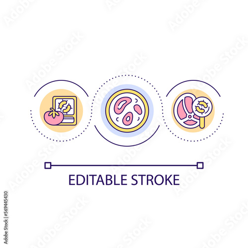 Microbiological contamination of food loop concept icon. Prevent products hazard. Risks control abstract idea thin line illustration. Isolated outline drawing. Editable stroke. Arial font used