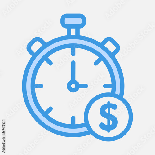 Time is money icon in blue style, use for website mobile app presentation
