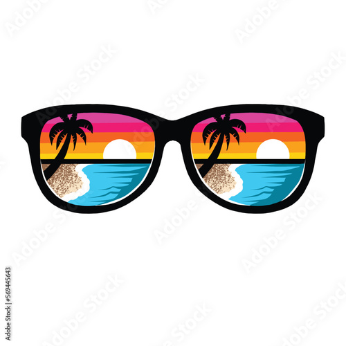 Hat sunglass beach element illustration vector editable