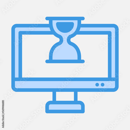 Hourglass computer icon in blue style, use for website mobile app presentation