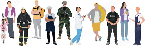 people of different professions no background set vector illustration