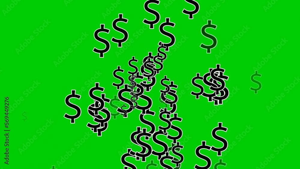 Dollar sign symbol animation cartoon on green screen background for business concept.Rich money wealth Dollar sign symbol animation cartoon on green screen background for business concept.Rich money wealth