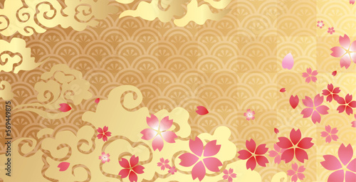 桜　春　花びら　フレーム枠
