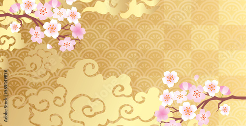 桜　春　花びら　フレーム枠
