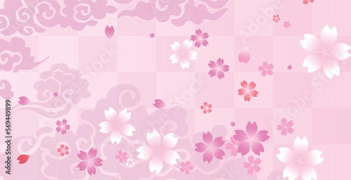 桜　春　花びら　フレーム枠
