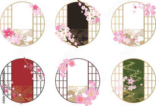 桜　春　花びら　和風　背景