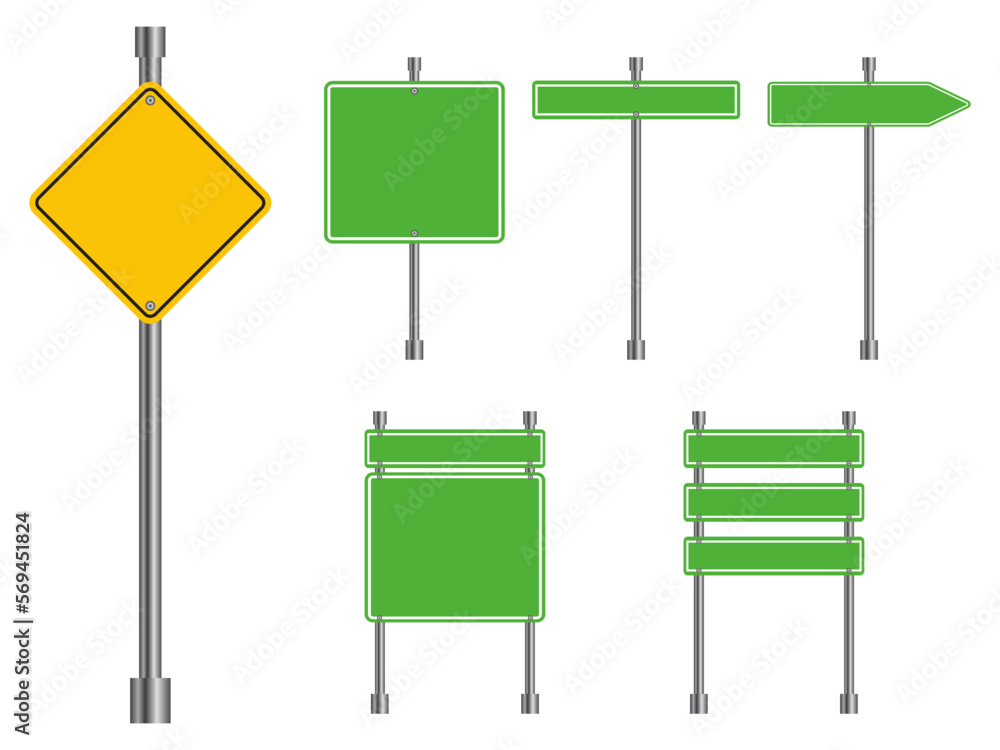 Obraz premium Blank road signs board on white background