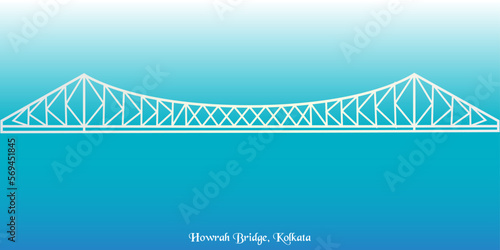 Vector illustration of Howrah bridge in Kolkata  photo