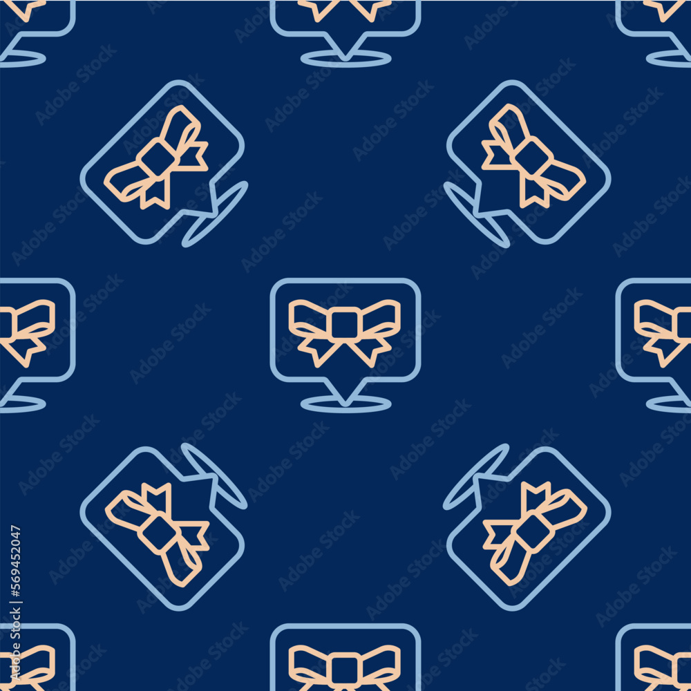 Line Gift bow icon isolated seamless pattern on blue background. Vector Line Gift bow icon isolated seamless pattern on blue background. Vector