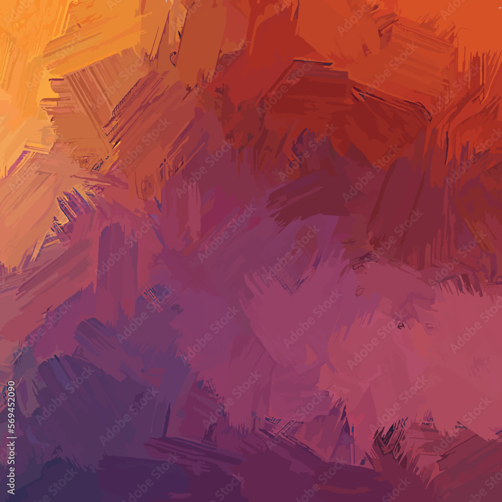 abstract colored nostalgic brush stroke grunge effect blended orange red purple gradient background	
