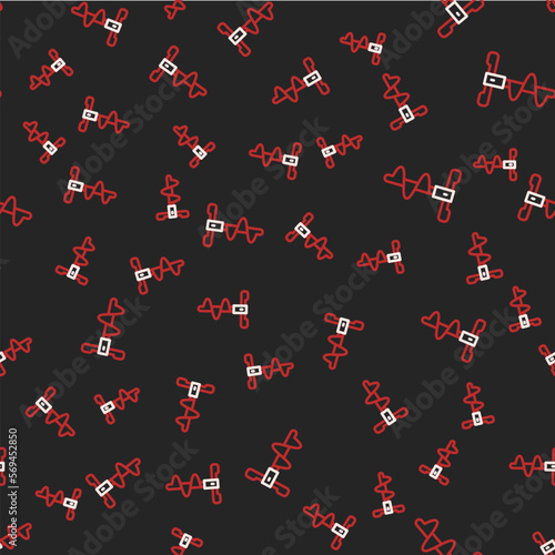 Line Hand ice drill for winter fishing icon isolated seamless pattern on black background. Vector