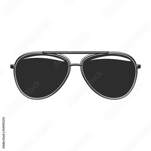 Sunglasses accessory to protect eyes from bright sun, fashionable part of male and female looks monochrome vintage vector illustration