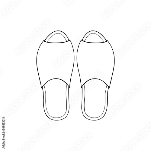 Pair shoes. .Hand draw doodle outline sketch. Vector illustration.