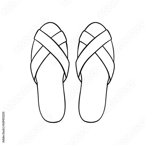 Pair shoes. .Hand draw doodle outline sketch. Vector illustration.