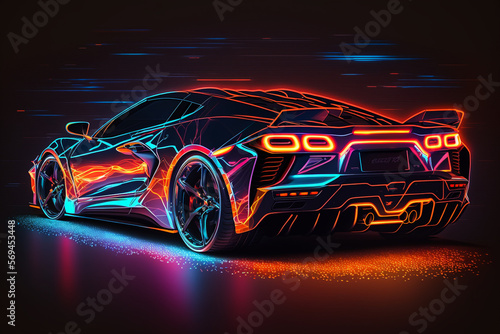 022 Chevrolet Corvette neon illumination, generative ai photo