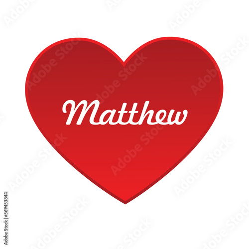 red heart with the name matthew