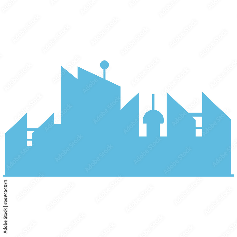 blue silhouette city skyscraper illustration