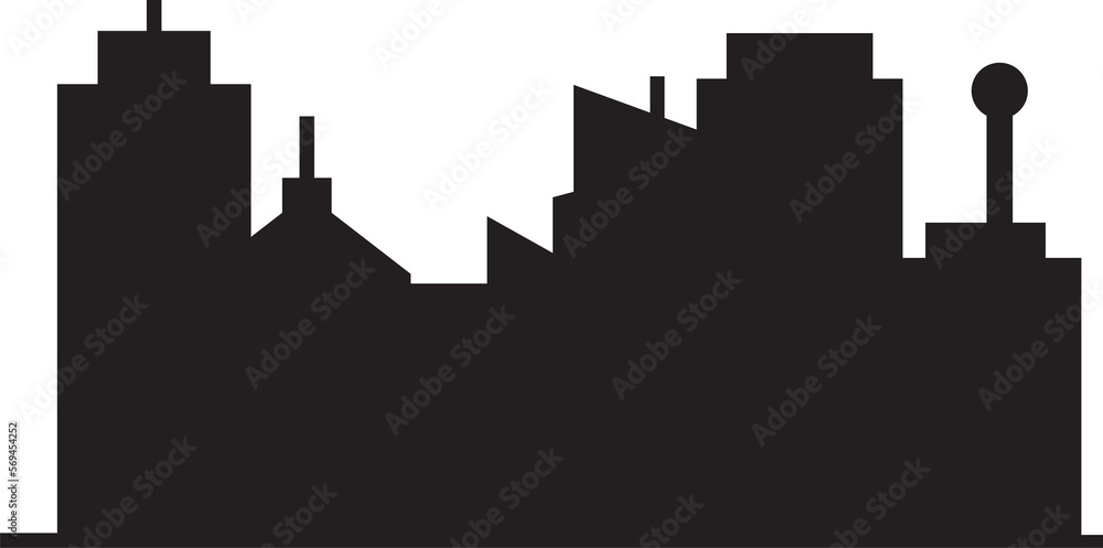 silhouette city skyline and skyscraper illustration