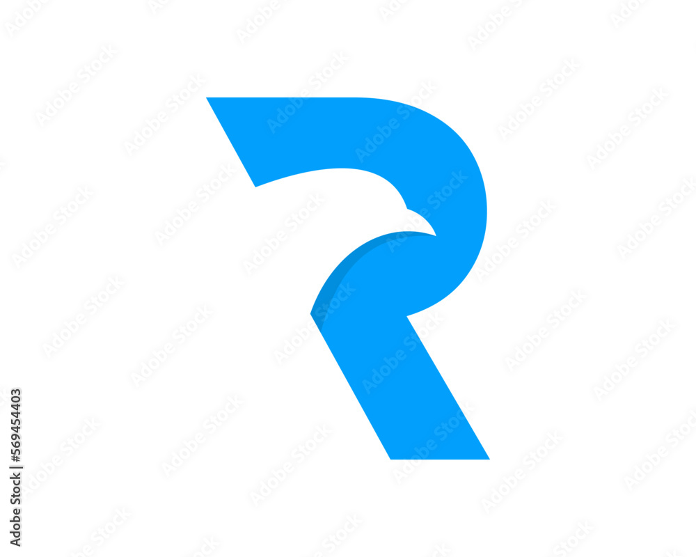 R Letter with eagle head silhouette inside R Letter with eagle head silhouette inside