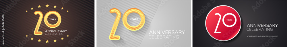 20 years anniversary set of vector icons, logo. Design element with numbers 20 years anniversary set of vector icons, logo. Design element with numbers