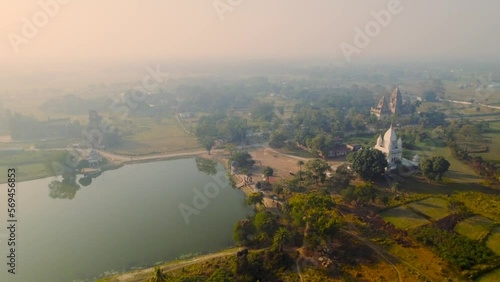Aerial view of the old architecture of Raj Palace located at Rajnagar, Bihar, India photo