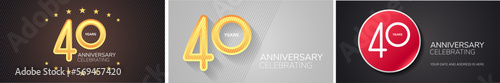 40 years anniversary set of vector icons, logo. Design element with numbers
